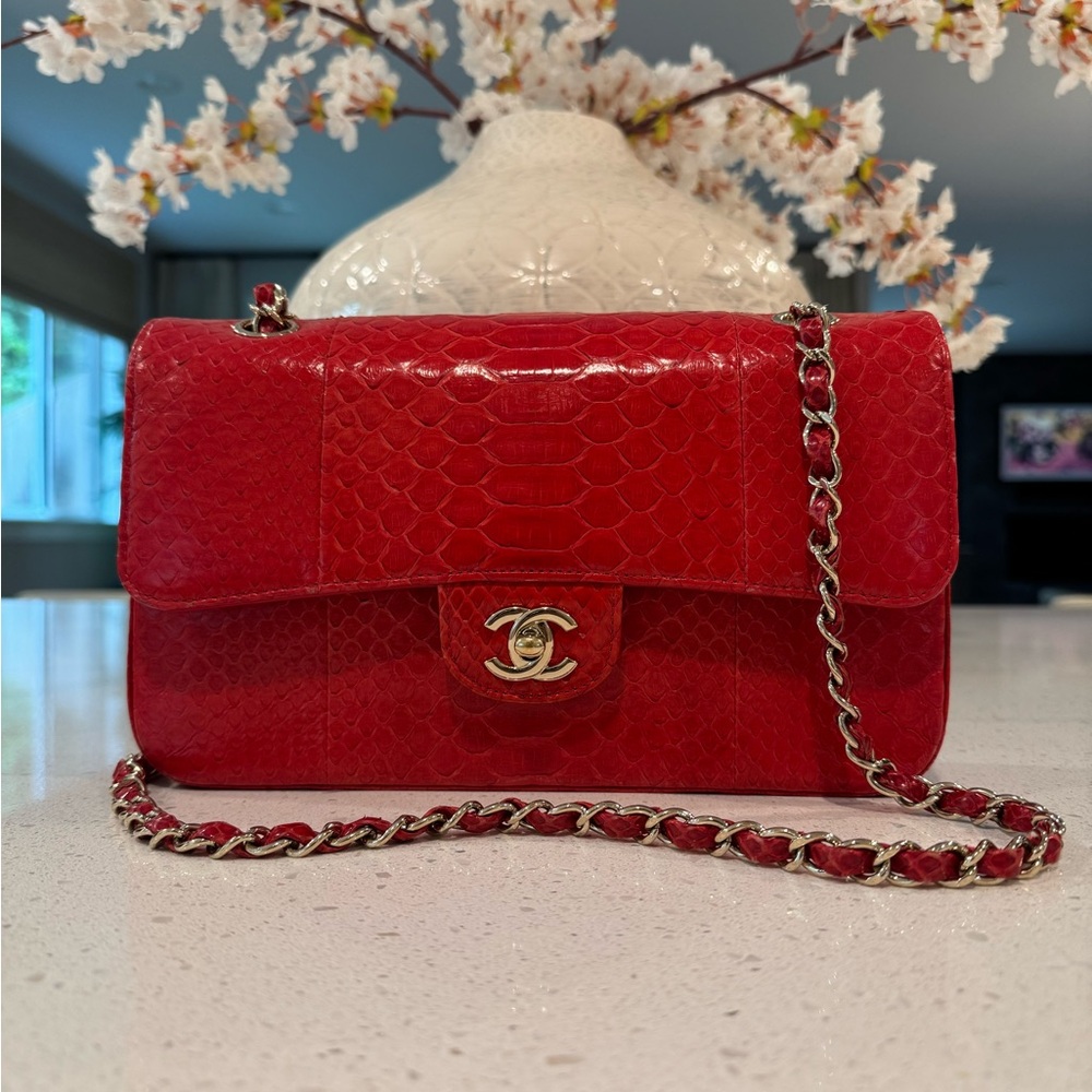 Chanel Medium classic Double Flap Python - Picture 3 of 11